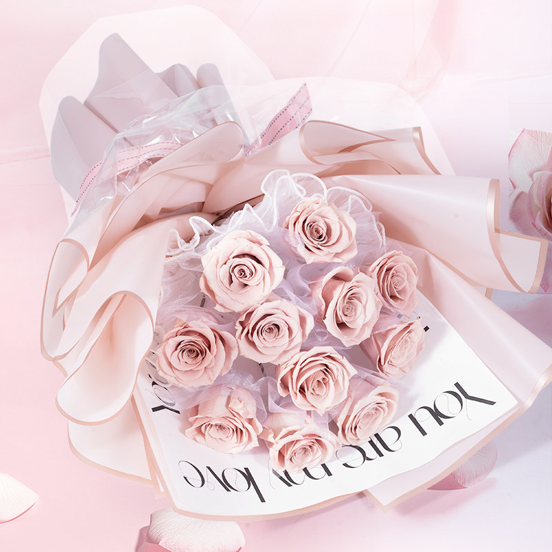 joyflower永生花花束玫瑰不凋谢的鲜花生日礼物圣诞节送女生朋友