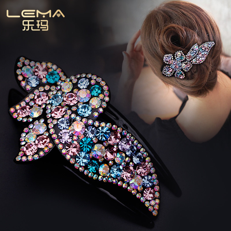 乐玛发饰新款镶钻满钻发抓大号盘发鸭嘴夹就捷克钻头饰妈妈礼物