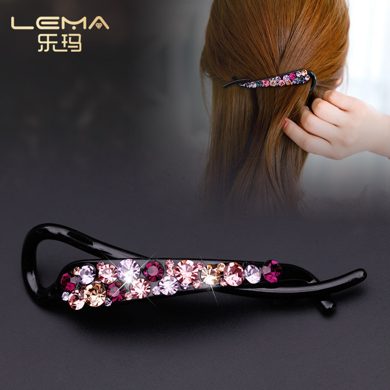 乐玛时尚水钻奥钻捷克钻马尾夹盘头扭夹竖夹手工发饰头饰饰品妈