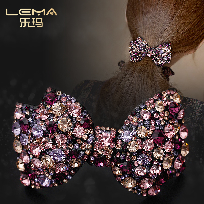 满钻蝴蝶结顶夹大号韩版精致一字