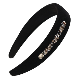 秋冬丝绒水钻发箍女高级感简约百搭发卡头箍高颅顶海绵压发发捆