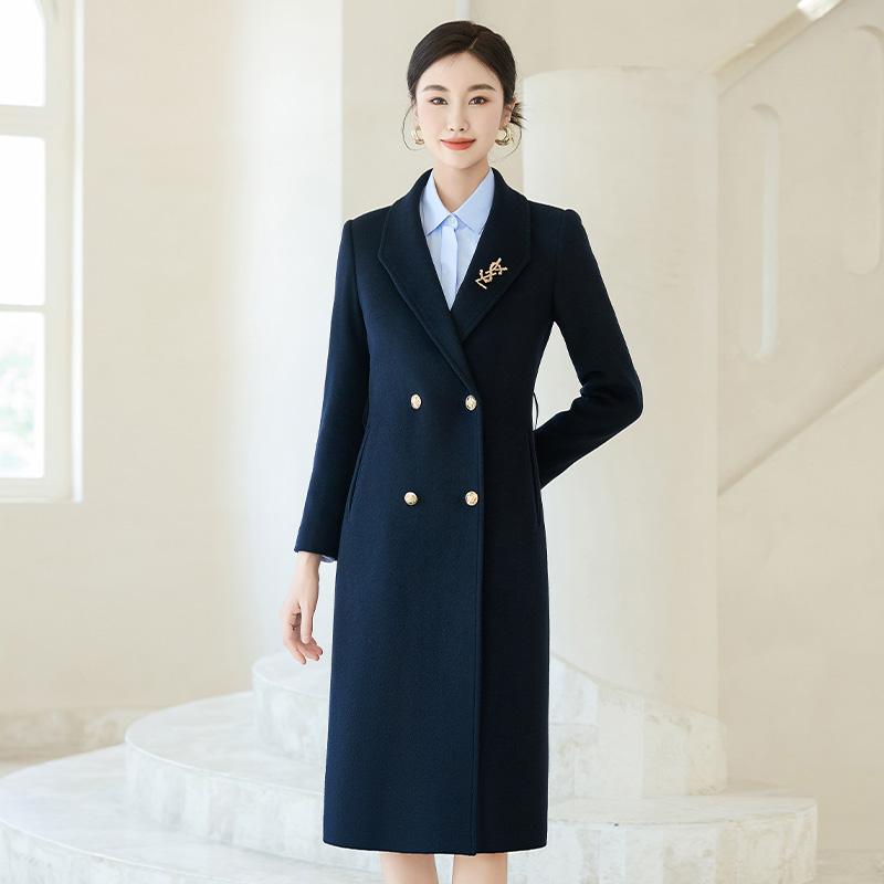 冬季职业毛呢大衣工作服中长款售楼部酒店前台西装式呢子外套工装