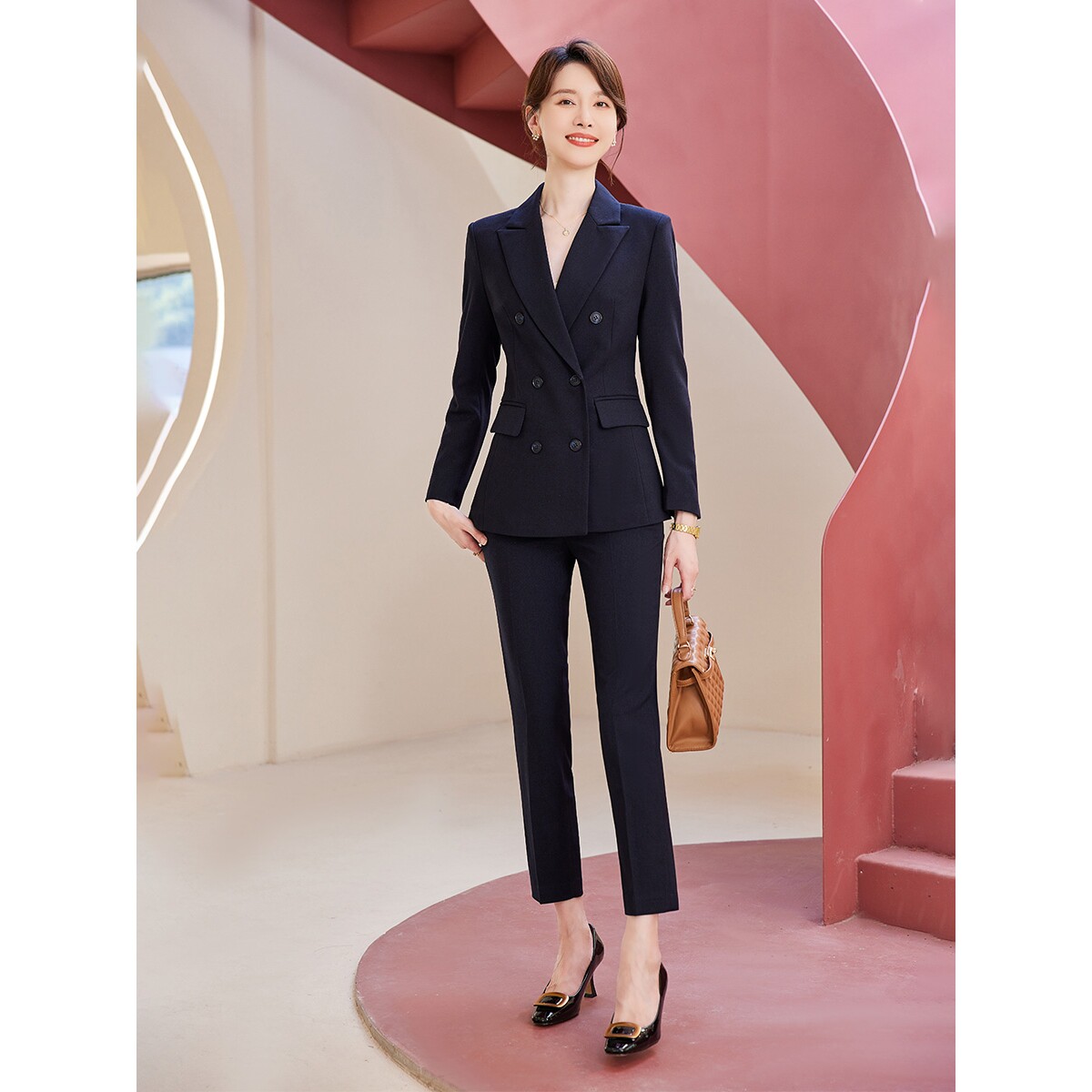 诗璐雅长袖西装套装女士洋气修身商务西服酒店经理秋冬高端工作服