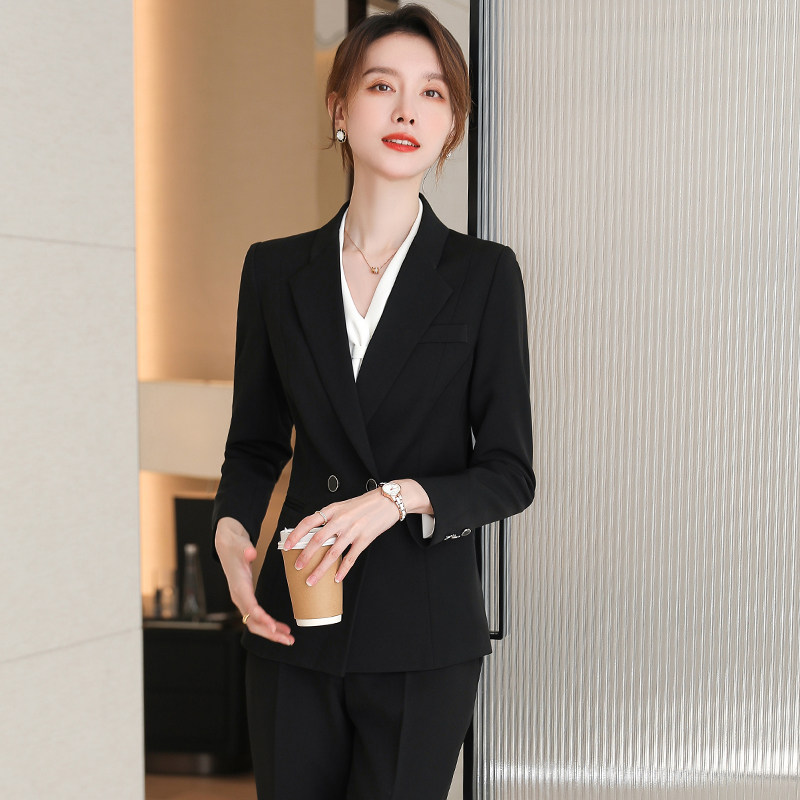 诗璐雅黑色西装外套女2026春秋款时尚收腰气质面试正装显瘦职业装