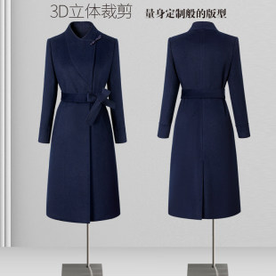 新中式酒店前台接待工装呢子职业羊毛大衣女外套秋冬售楼部工作服