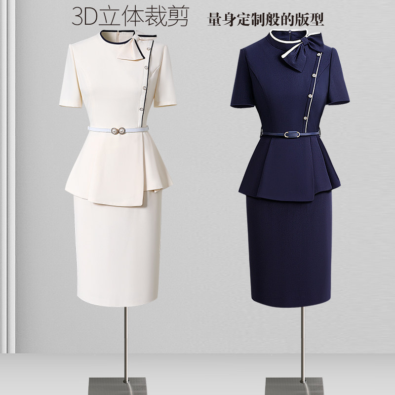 夏季职业套装女西装短袖薄款案场客服前台接待医美美容院工作服女图片