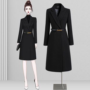 职业毛呢大衣女冬季加厚保暖呢子工装外套高端售楼部珠宝店工作服
