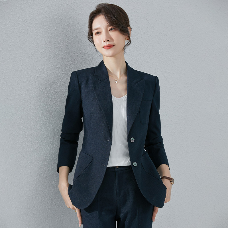 诗璐雅西装外套女士职业正装秋冬简约V领西服气质酒店前台工作服