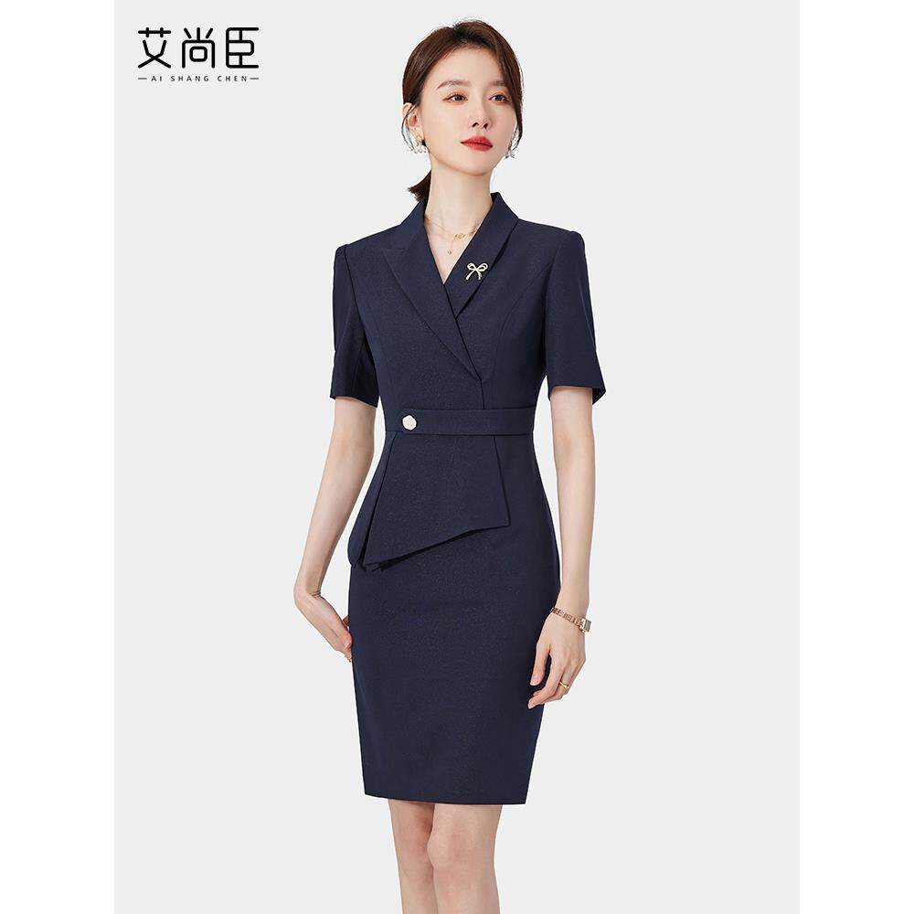 气质连衣裙遮肚显瘦春夏新款前台职业套装收腰西装美容院高端正装
