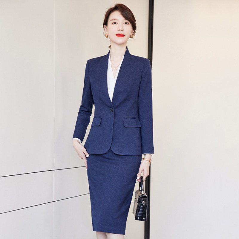 诗璐雅商务西装套装女秋冬职业装两件套优雅时尚高端西服套裙过膝