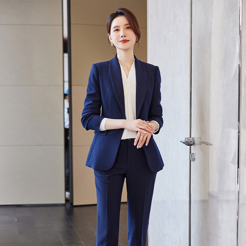 诗璐雅秋季西装套装女公务员通勤面试商务正装一粒扣气质职业女装