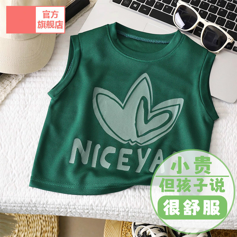 夏薄款中大童男孩篮球跨栏上衣无袖休闲儿童背心速干男童无袖T恤