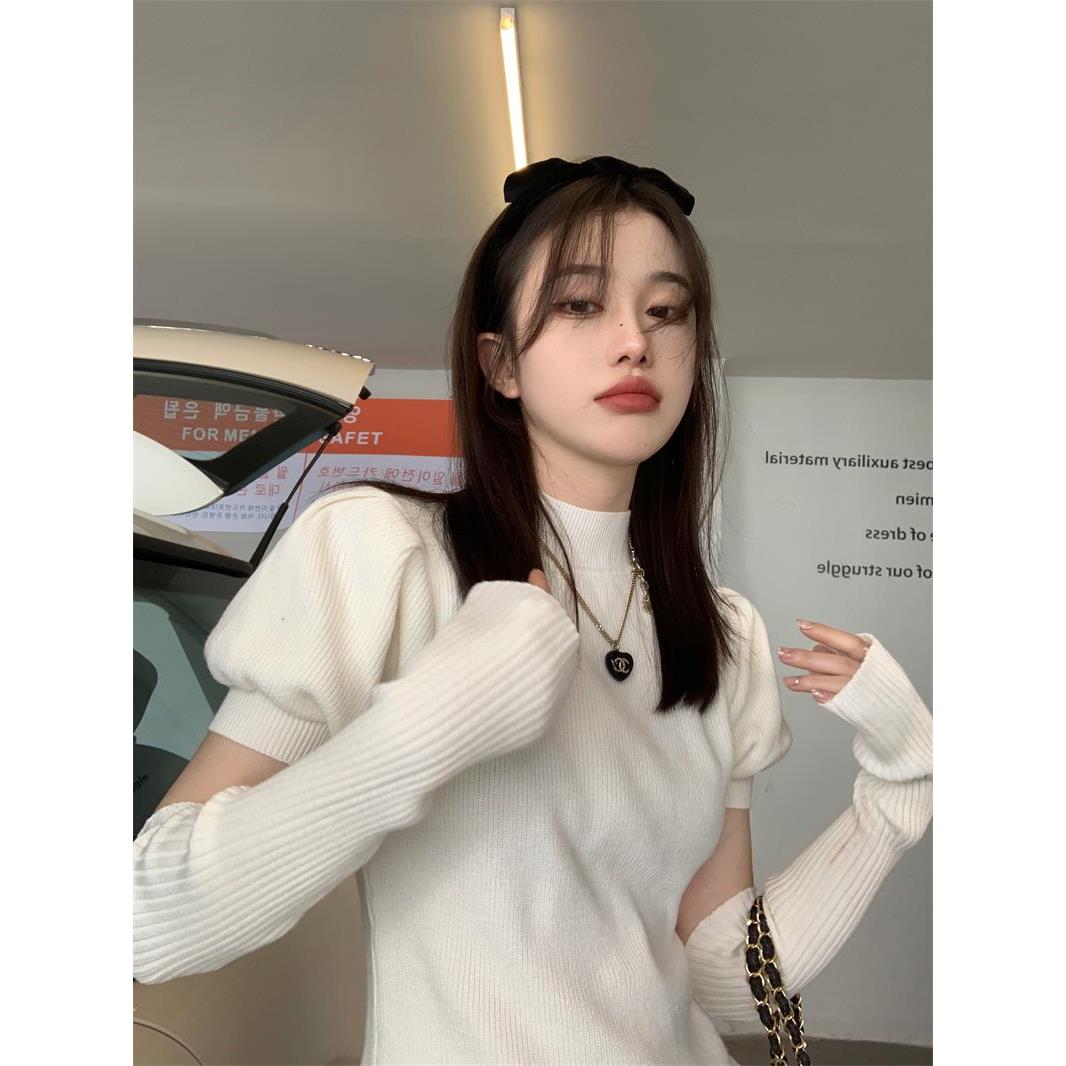 羊绒毛衣手臂套袖套假袖子女秋冬长版半指手套针织羊毛线 线胳膊