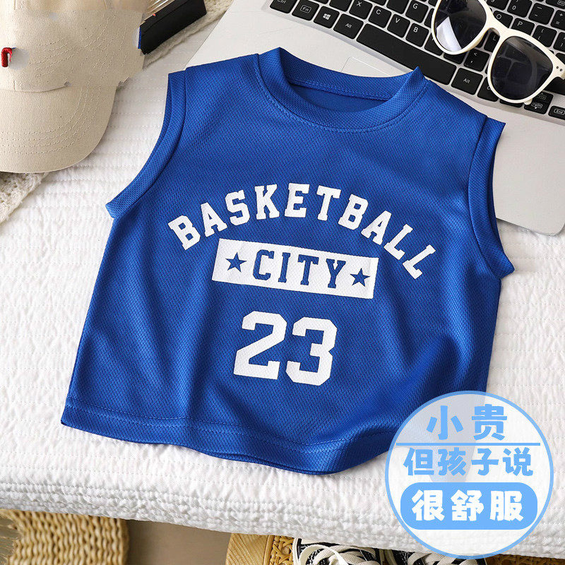 无袖休闲儿童背心速干男童无袖T恤夏薄款中大童男孩篮球跨栏上衣