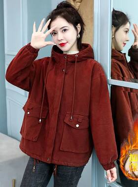 派克服棉衣女韩版新款中年妈妈保暖冬季加绒加厚棉袄纯色外套大码