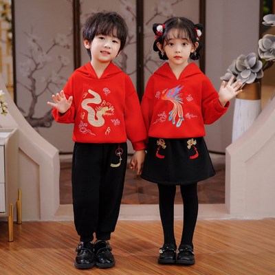 速发2表2秋冬兄妹装龙年冬款拜年服中国风卫装古风汉服龙凤唐衣0