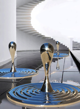 速发纹锈钢水滴雕塑镜面抽象水波不摆件装饰户落庭院水池外地景观