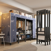 速发免安装 衣柜卧室家用全钢架橱实耐用衣结可折叠易简布衣柜房用