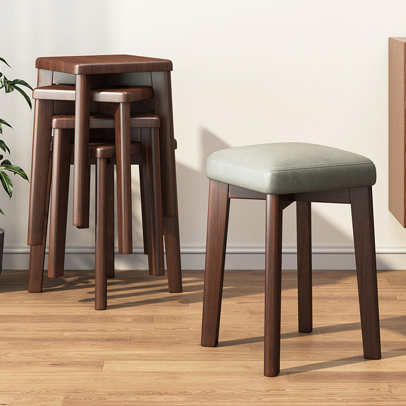 速发木放凳子家用小方板凳可叠实简易圆凳梳妆矮凳客厅餐桌椅子收
