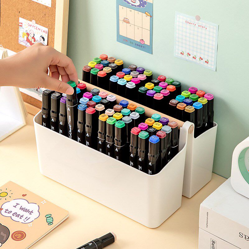 速发笔筒收容盒学生画笔大纳量收纳桶桌铅笔架马克笔儿童彩面收纳