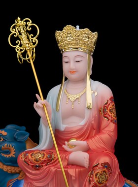 速发地藏王菩萨佛像树脂彩绘坐骑谛听地藏王菩萨真身供奉摆件地藏