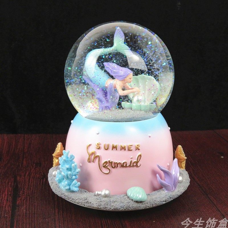 MERMAID SPINNING SNOW CRYSTAL BALL MUSIC BOX MUSIC BOX GIFT ORNAMENT GIRLFRIEND PRINCESS GIRL BIRTHDAY GIFT