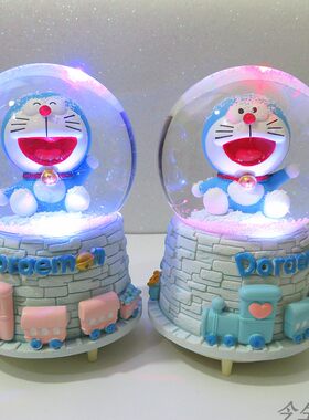叮当猫水晶球音乐盒八音盒机器猫礼品儿童玩具朋友女孩生日礼物