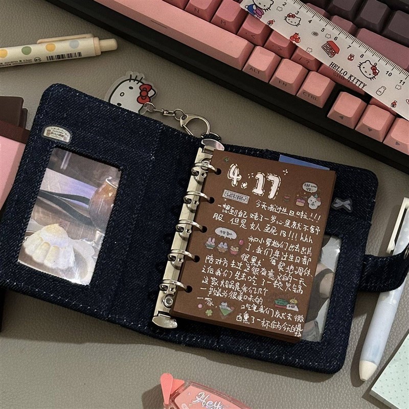 速发古早草m5牛仔手账本高颜值随身口袋本便携多功能活页日记