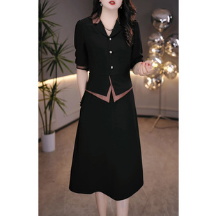 速发高端春秋九分袖 气质名媛妈妈2两件裙子 连0裙2衣假5新款