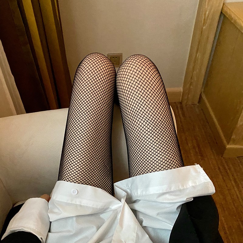 速发袜镂空黑色丝袜薄款连裤袜性感打底袜大网格黑丝网袜is潮