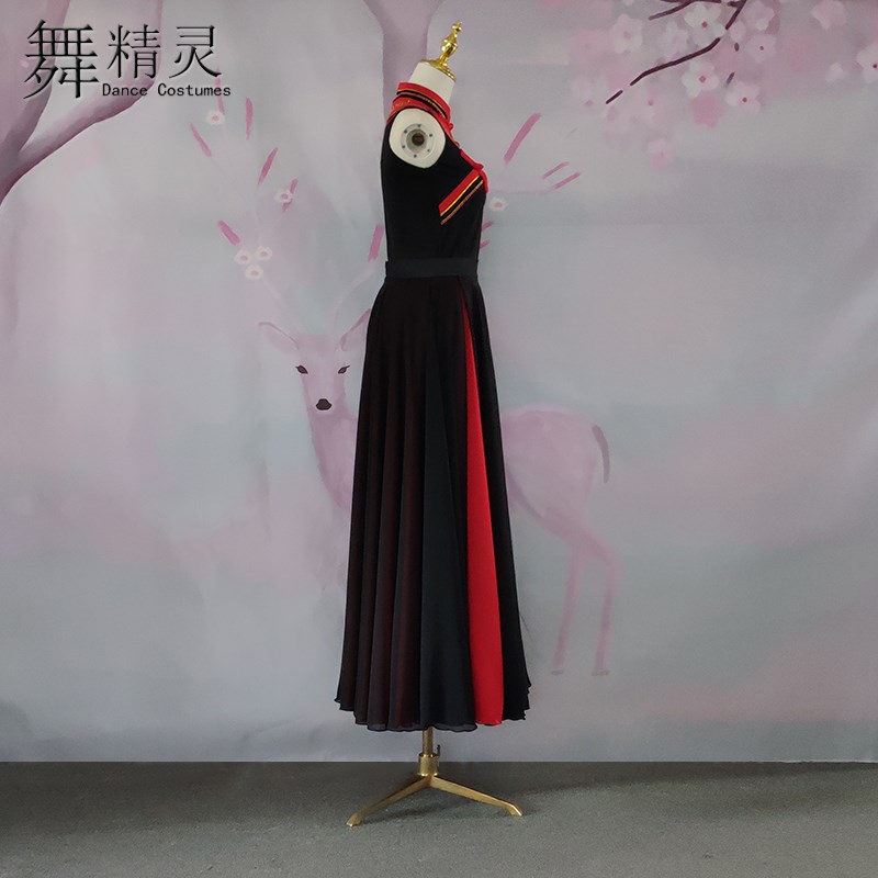 速发新款蒙族舞蹈服飘逸大裙摆蒙古舞剧目艺考服练习裙演出服民族
