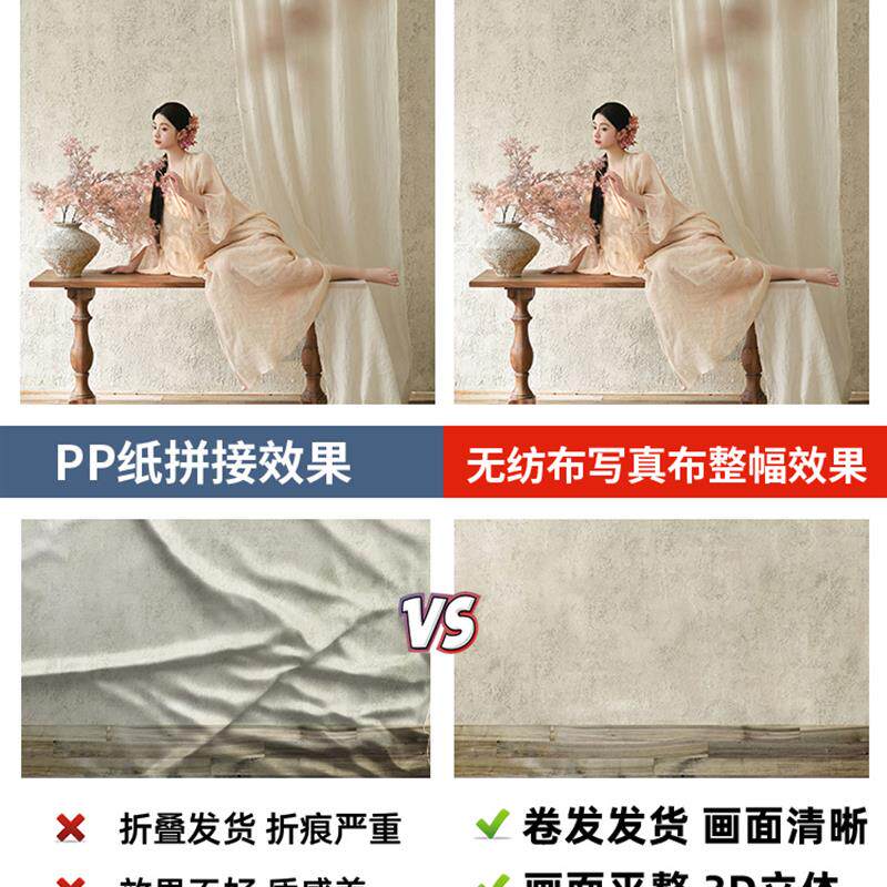 现货新中式美学白色肌理纹理凹凸背景G墙孕妇写真拍照油画摄影背