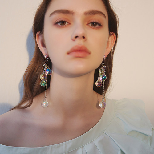 苏心法式复古浪漫炫彩琉璃葡萄耳环女银针轻奢小众高级感耳钉耳饰