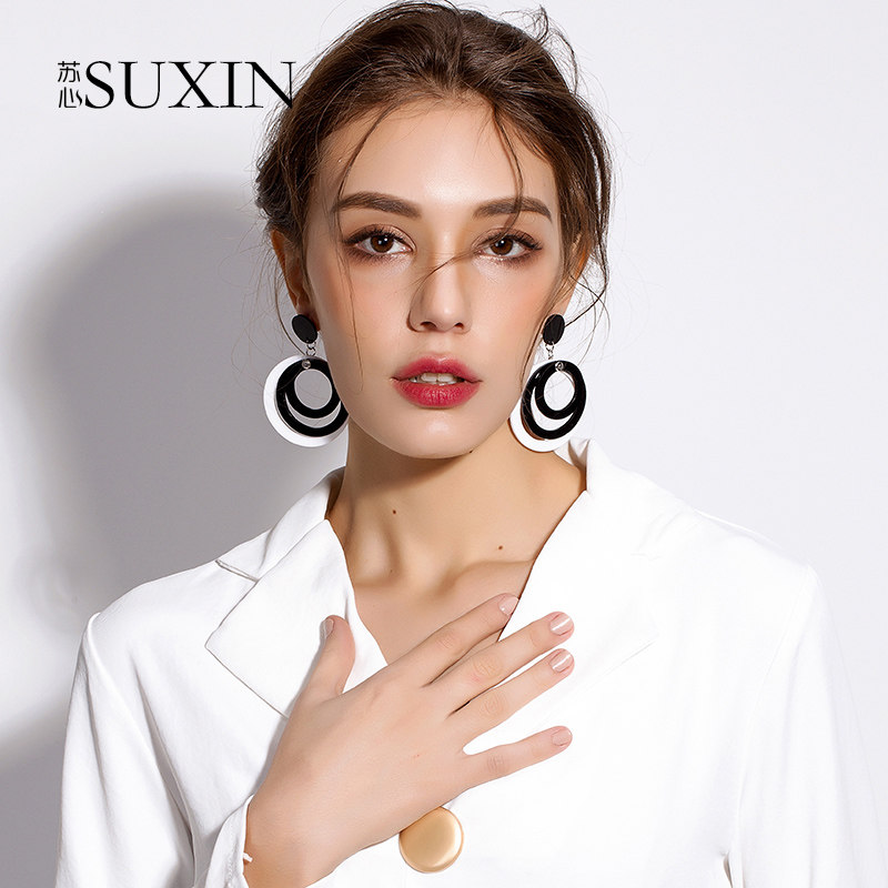 Su heart Jewelry European and American personality fashion Trendsetter Size circle Earrings Ear Studs Exaggeration Retro Pierced ears Ear clipin the Accessories/Fashion Jewelry, Earring , Earring  category - from Buy2taobao.com to provide professional Taobao agent buy service
