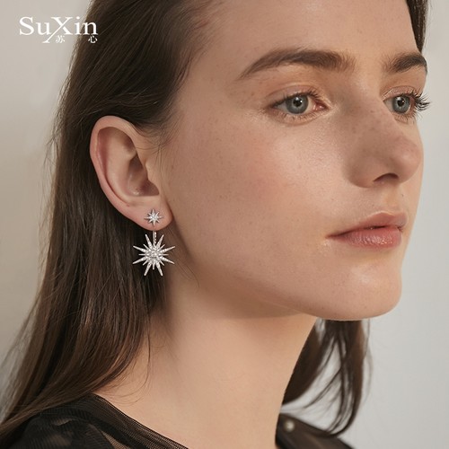 苏心925银针五角星女无耳洞耳夹