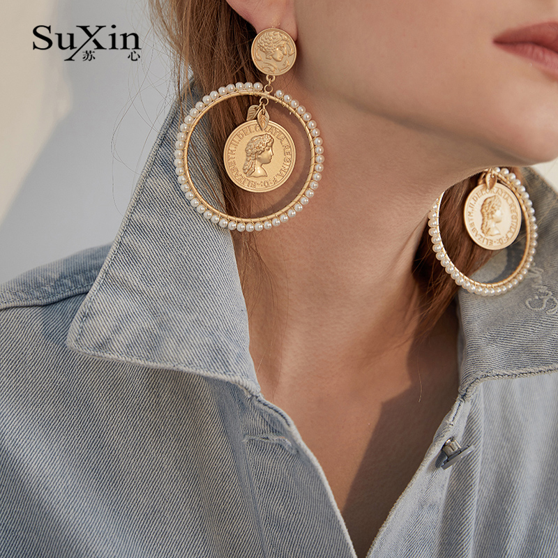 小众圆圈设计款复古港风百搭耳环