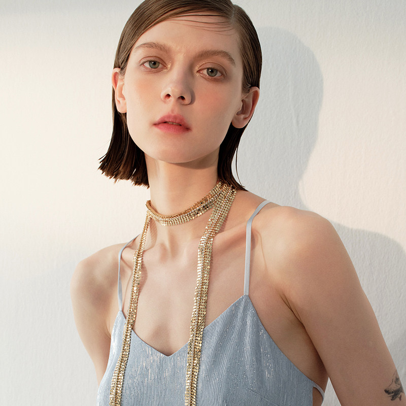 苏心长款夸张流苏叠戴颈链2024新款女生个性轻奢小众设计感锁骨链