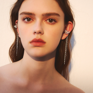 苏心独特精致锆石爱心流苏耳夹女轻奢高级感无耳洞耳骨夹甜美百搭