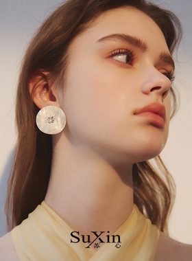 苏心新款爆款圆形爆款白仿贝母圆形耳环女耳钉设计耳圈轻奢高级感
