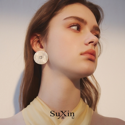 苏心新款爆款圆形爆款白仿贝母圆形耳环女耳钉设计耳圈轻奢高级感