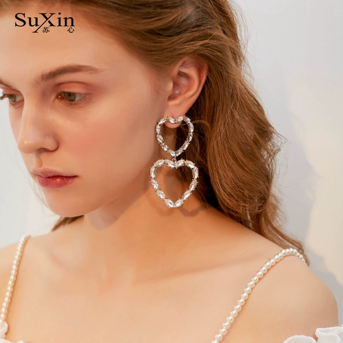 Серьги в виде сердечка в форме сердца, милый аксессуар, популярно в интернете, простой и элегантный дизайн