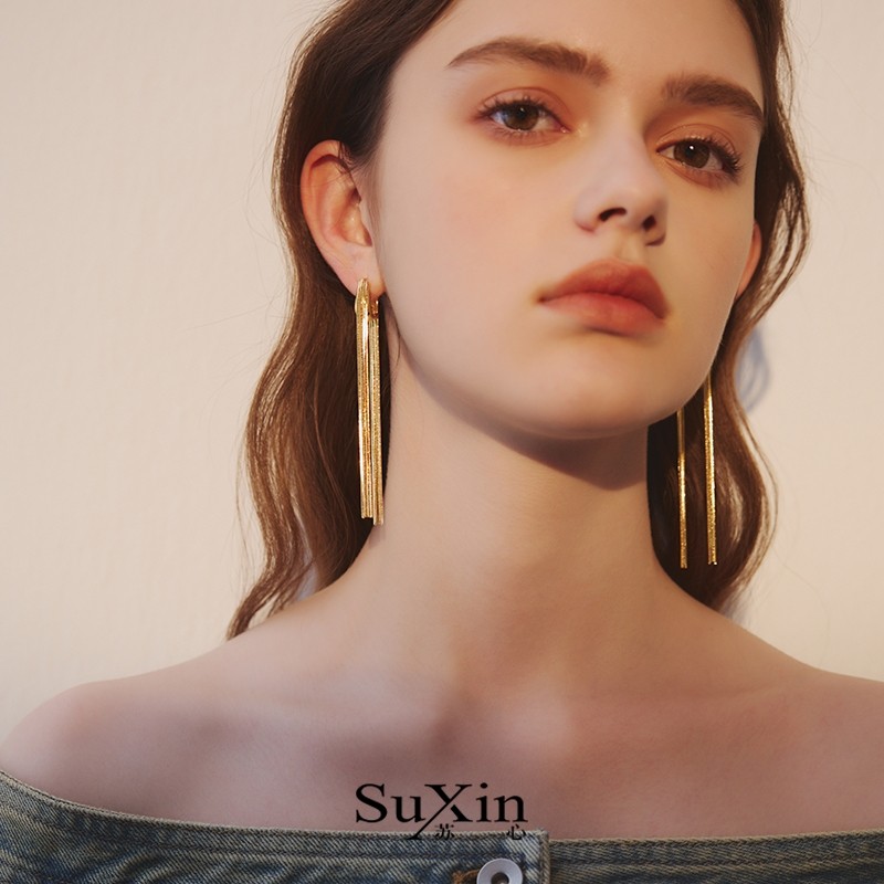 苏心饰品高级感金色流苏耳环小众设计感高级脸大适合的长款显瘦耳,饰品/流行首饰/时尚饰品新,耳环,淘宝优惠券,粉丝福利购,淘宝优惠卷
