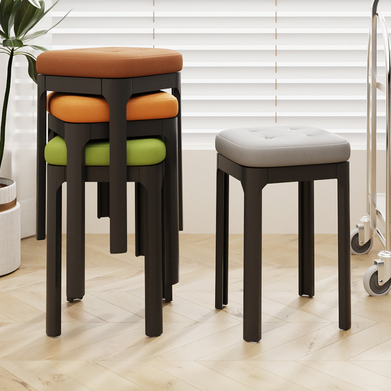 奶油风软包凳子家用小型板凳可收纳方凳客厅小椅子久坐舒服餐桌凳