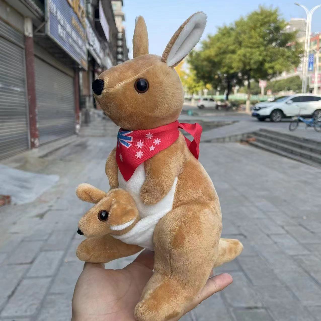 仿真母子袋鼠毛绒玩具