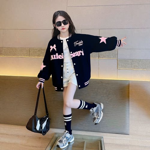 女童洋气棒球服外套春秋新款