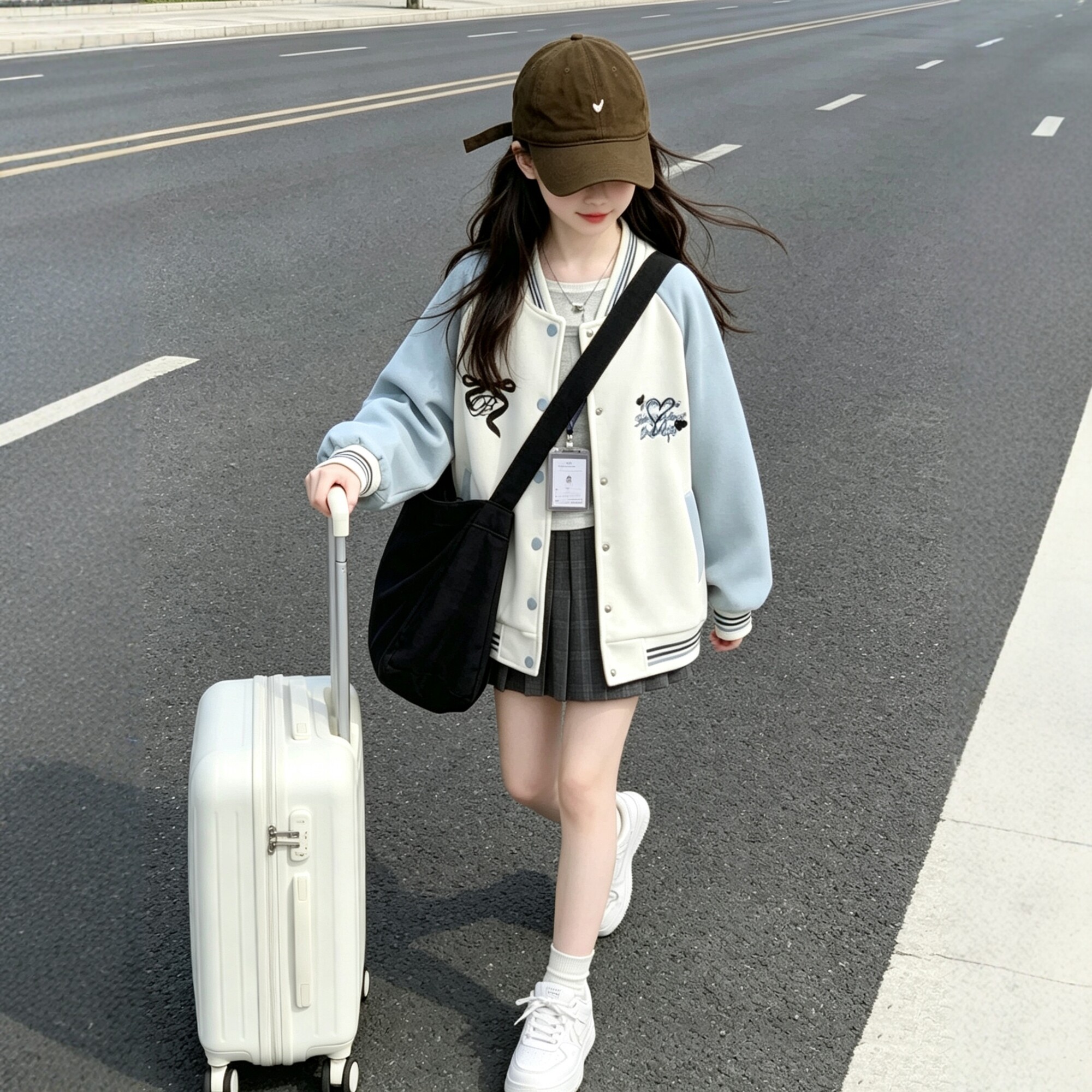 女童美式棒球服外套2026韩版刺绣字母中大儿童黑色休闲运动上衣潮