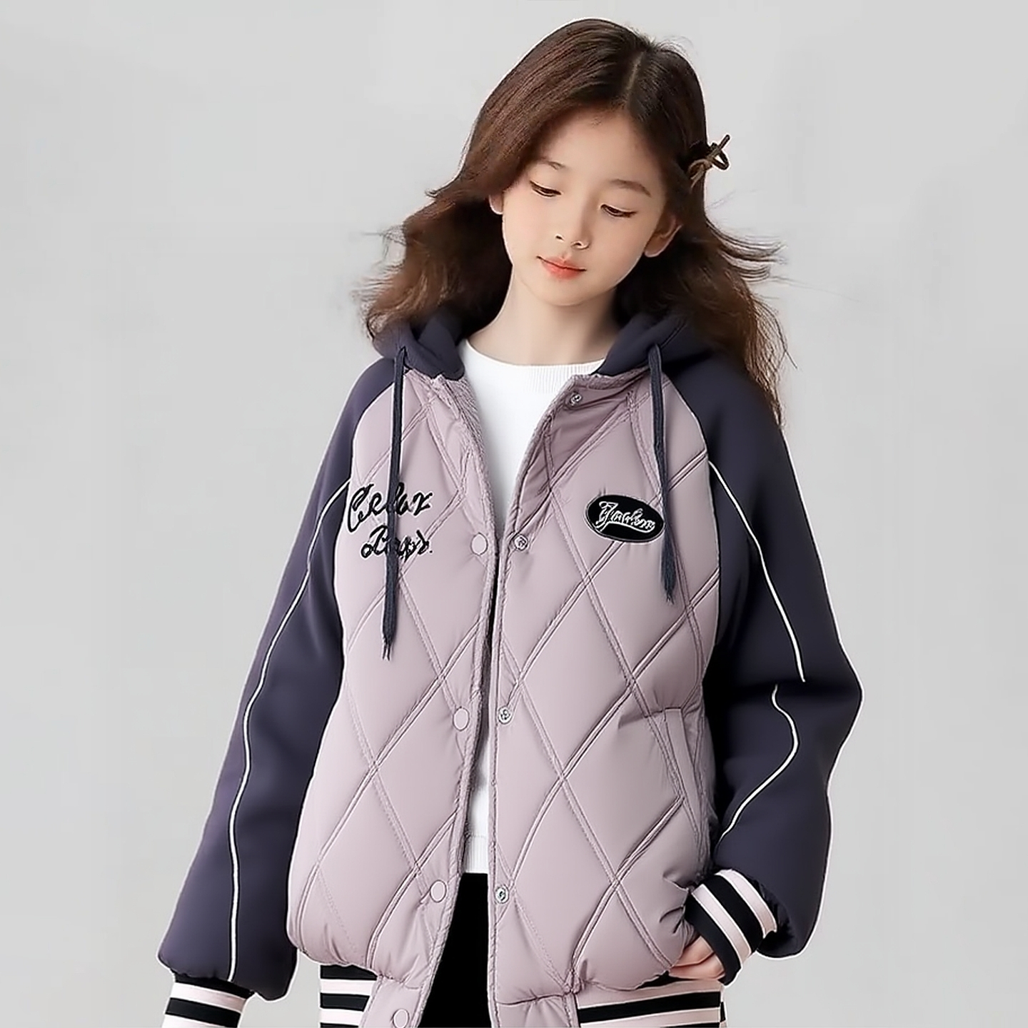 女童棒球服夹棉加厚秋冬新款