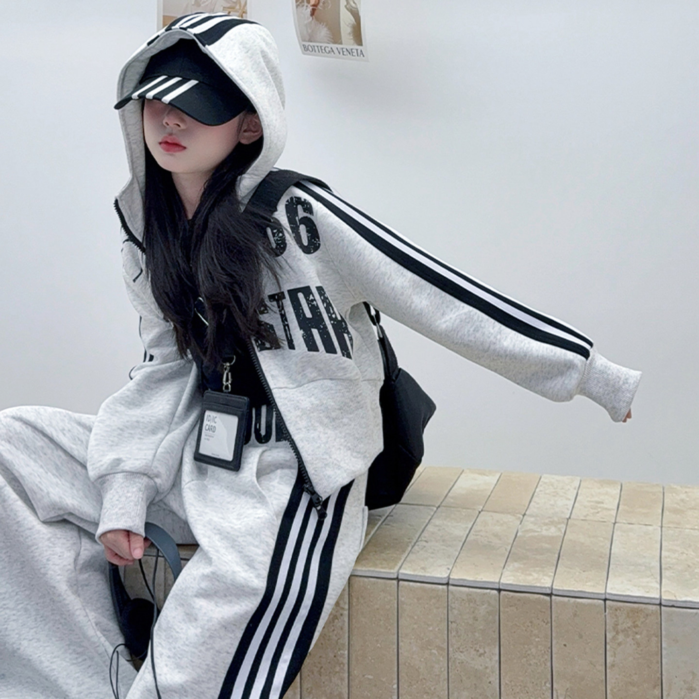 女童美式运动风连帽卫衣套装2026春季休闲字母拉条爵士街舞两件套,童装/婴儿装/亲子装,套装,淘宝优惠券,粉丝福利购,淘宝优惠卷