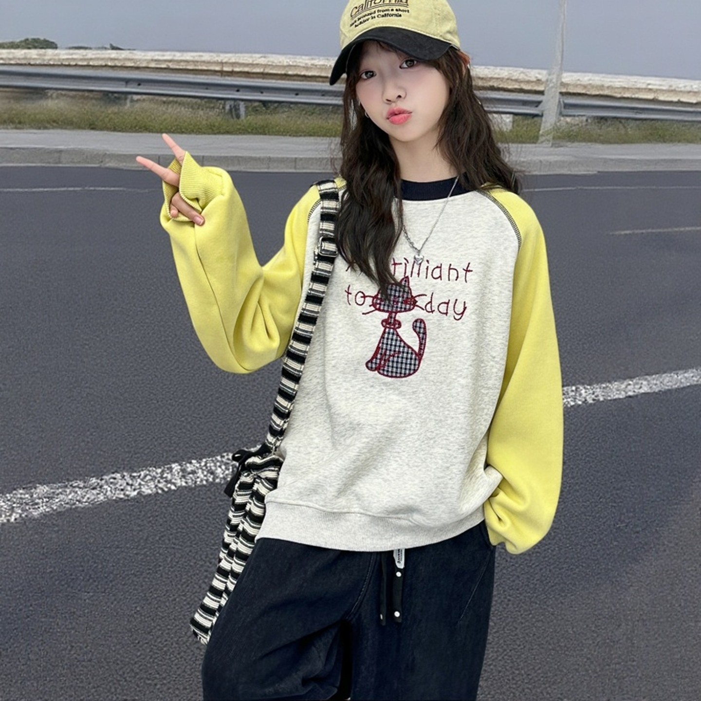 女童春秋新款洋气酷飒风套装