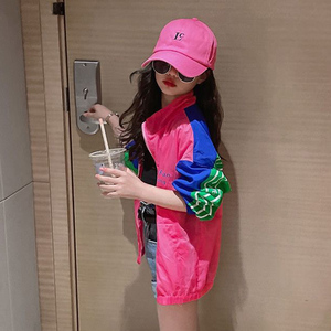 女童薄外套防晒衣轻薄夏季儿童2024新款透气中大童拼色洋气冰感